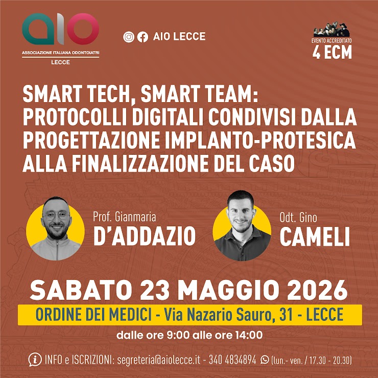Smart Tech, Smart Team: protocolli digitali condivisi dalla progettazione implanto-protesica alla finalizzazione del caso
